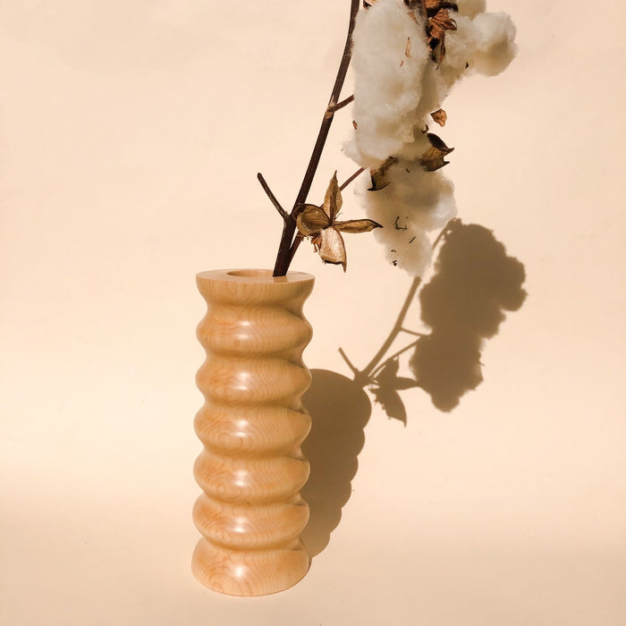 Hand Turned Tall Wood Vase