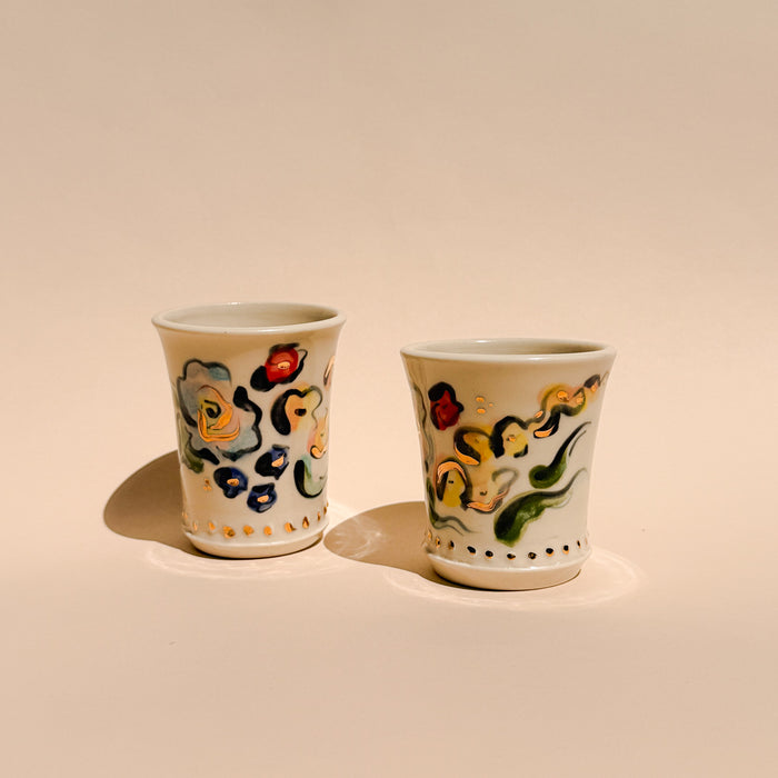 Hand Painted Floral Cups