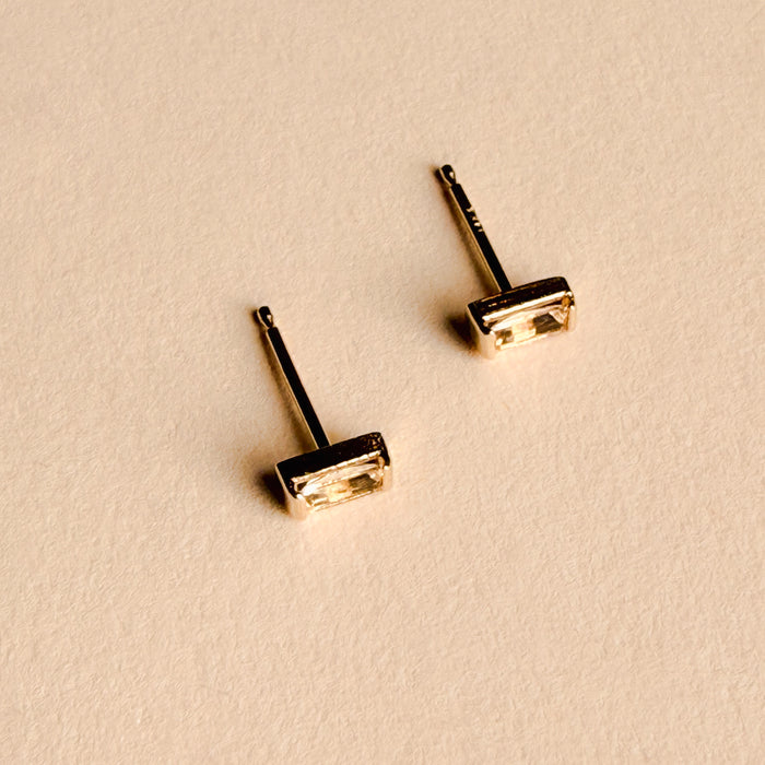 Farrah Topaz Baguette Studs-14kt