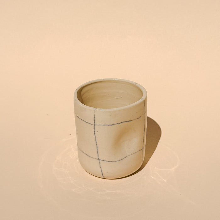 Blue Crayon Grid Pattern Cup