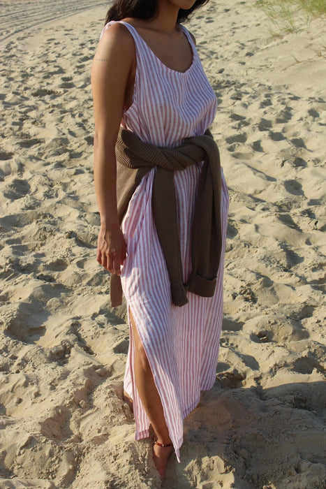 Marni Linen Dress in Crimson Stripe