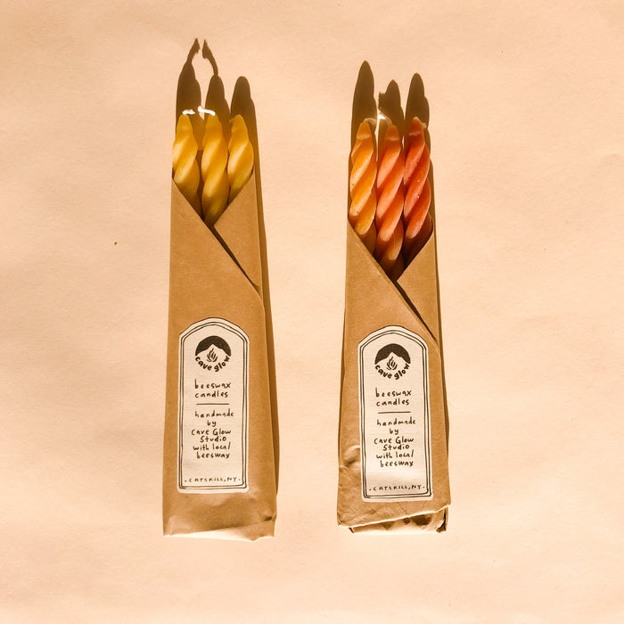 Cave Glow Beeswax Spiral Tapers