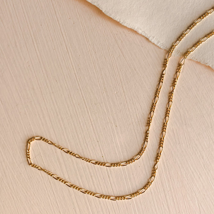 Dia Gold Fill Figaro Chain Necklace 18"